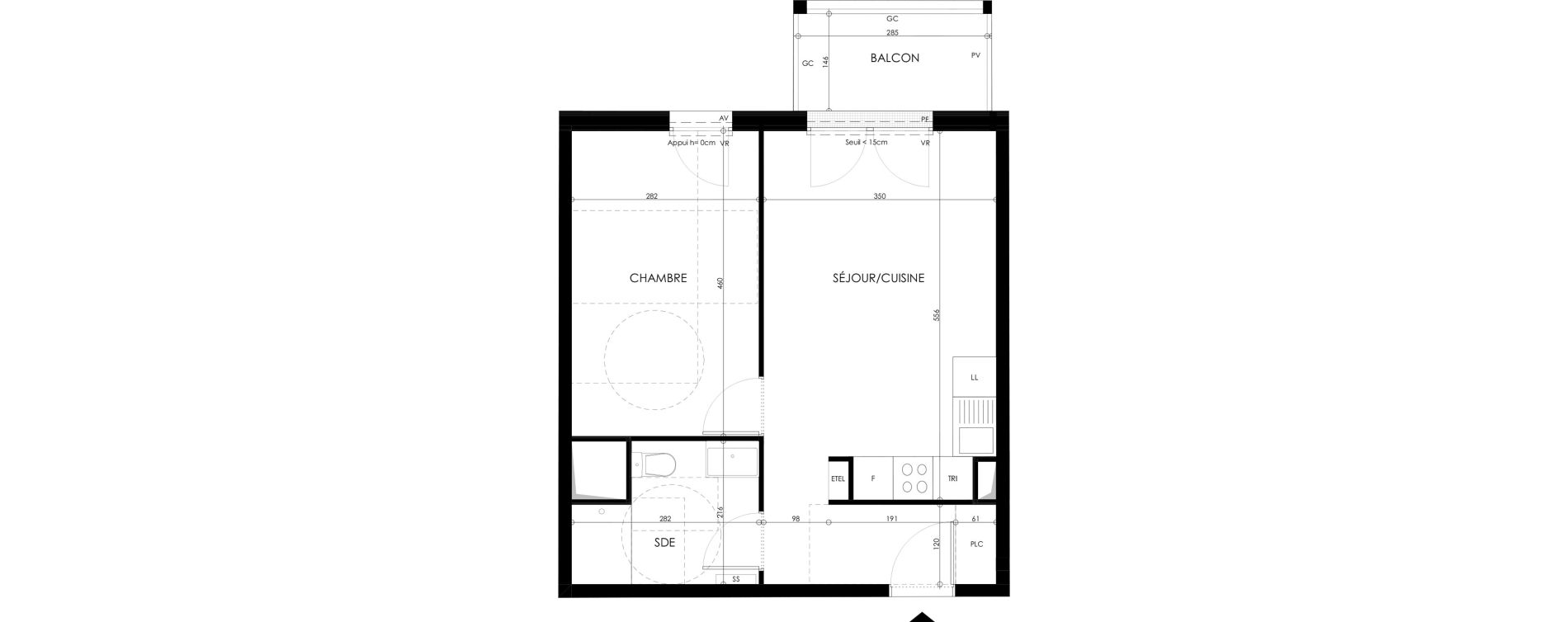 Appartement T2 de 41,44 m2 &agrave; Champs-Sur-Marne Les hauts de nesles