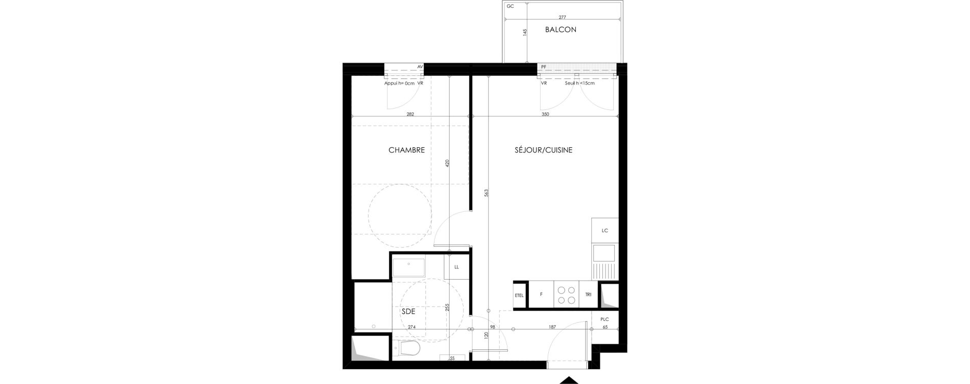 Appartement T2 de 41,09 m2 &agrave; Champs-Sur-Marne Les hauts de nesles