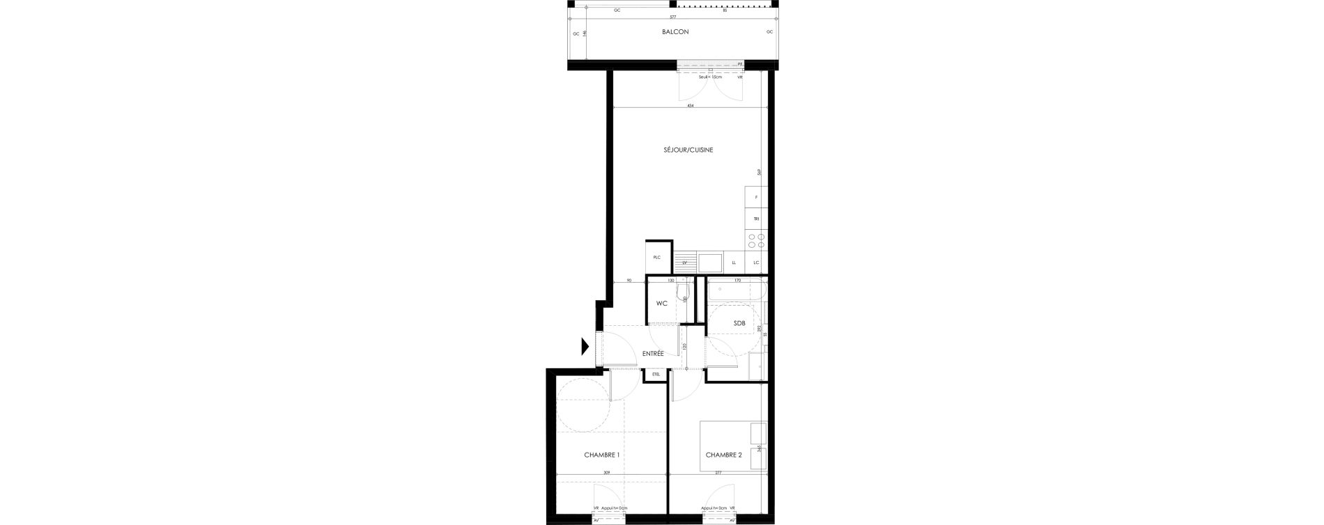 Appartement T3 de 58,46 m2 &agrave; Champs-Sur-Marne Les hauts de nesles