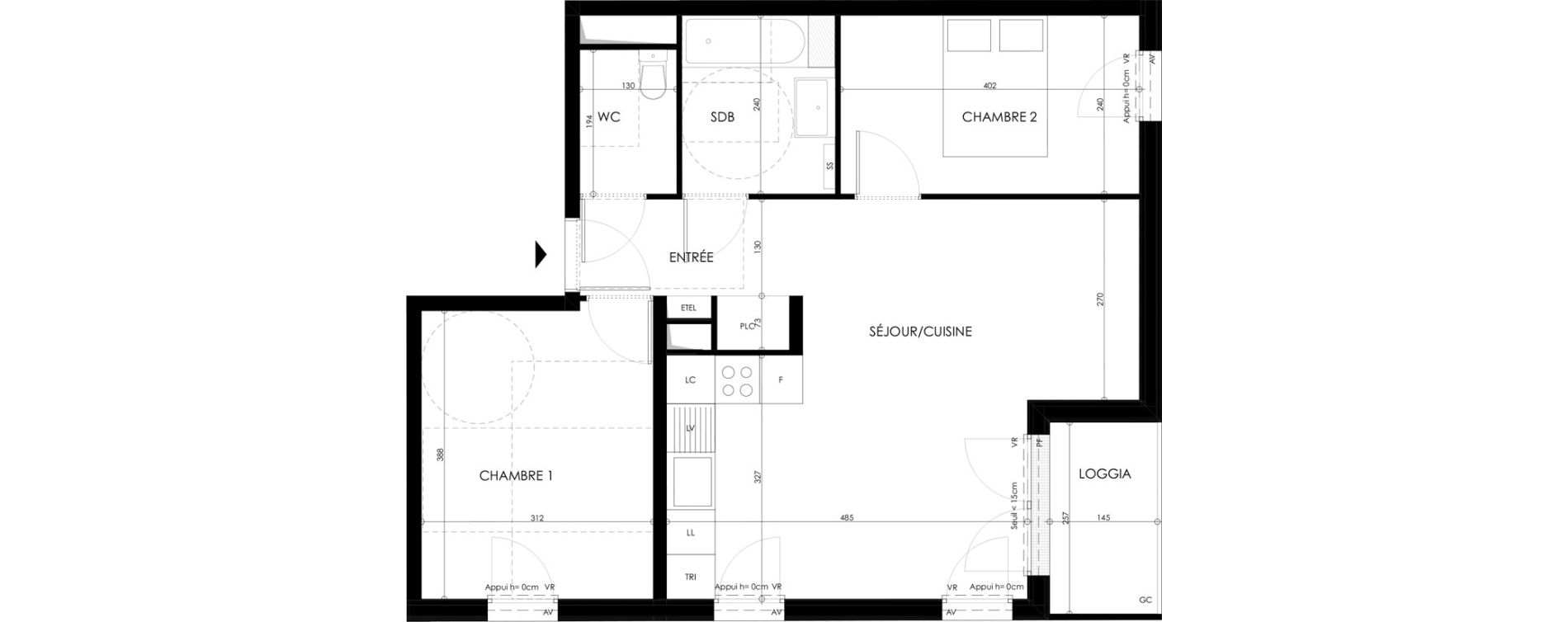 Appartement T3 de 60,17 m2 &agrave; Champs-Sur-Marne Les hauts de nesles