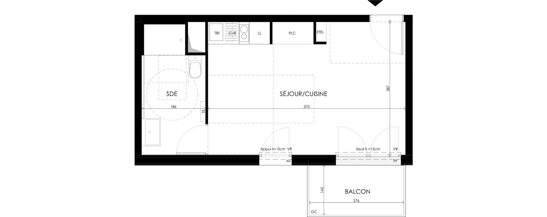 Appartement T1 de 28,47 m2 &agrave; Champs-Sur-Marne Les hauts de nesles