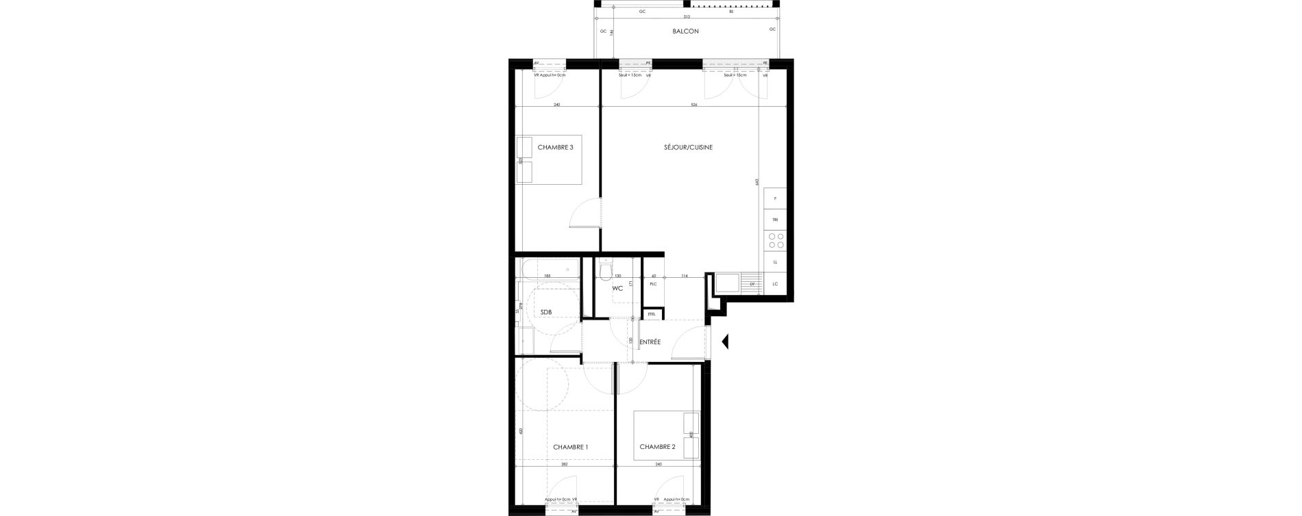 Appartement T4 de 78,21 m2 &agrave; Champs-Sur-Marne Les hauts de nesles