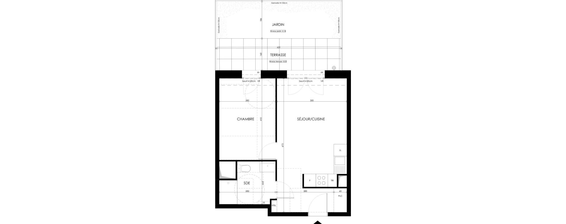 Appartement T2 de 39,69 m2 &agrave; Champs-Sur-Marne Les hauts de nesles