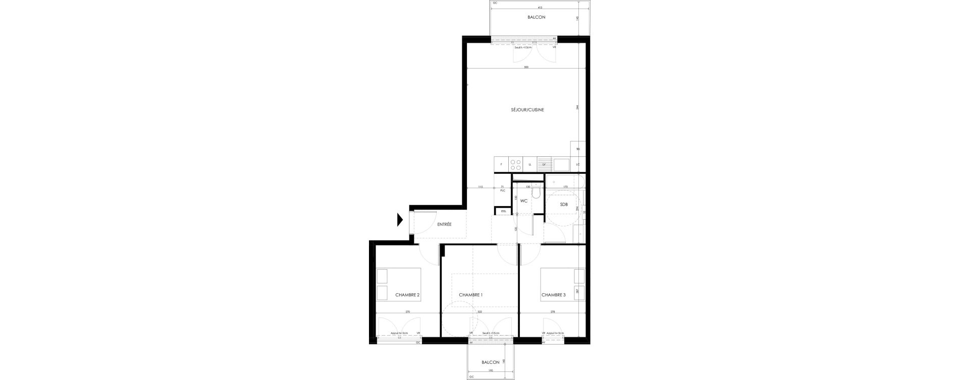 Appartement T4 de 77,66 m2 &agrave; Champs-Sur-Marne Les hauts de nesles