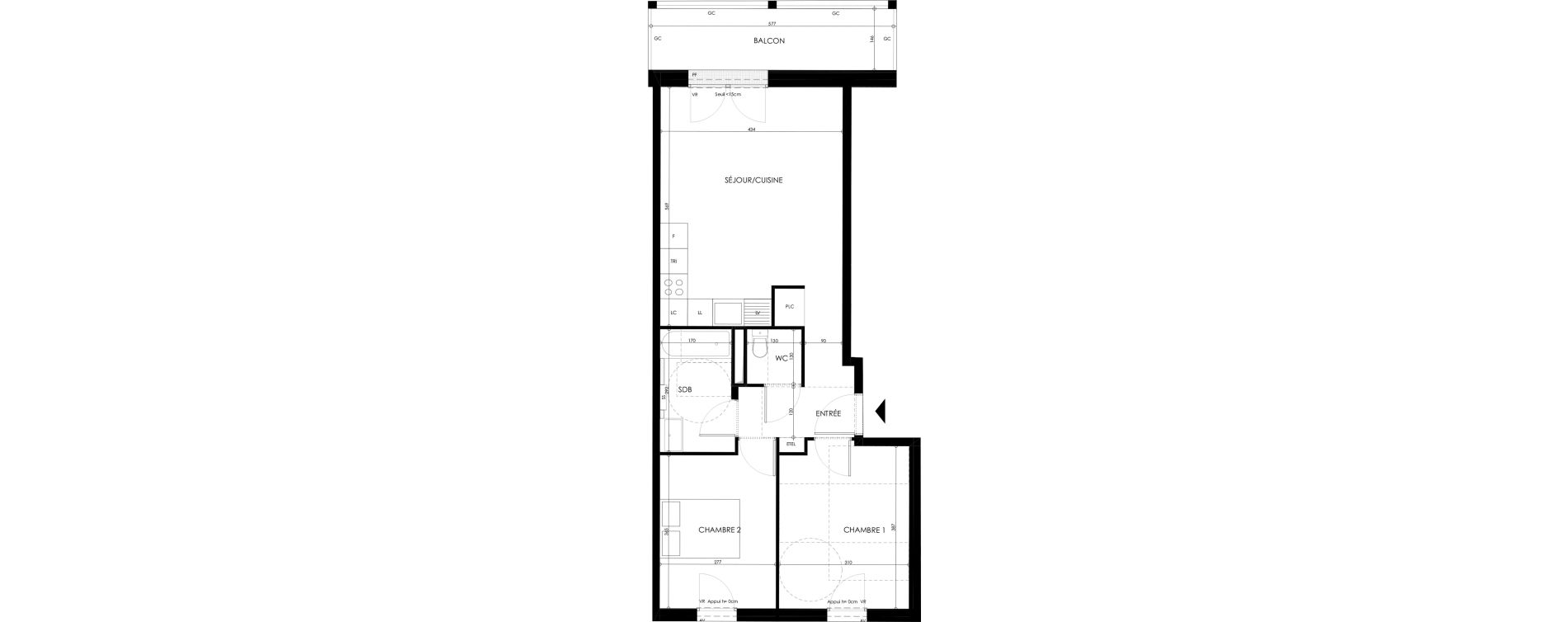 Appartement T3 de 58,45 m2 &agrave; Champs-Sur-Marne Les hauts de nesles