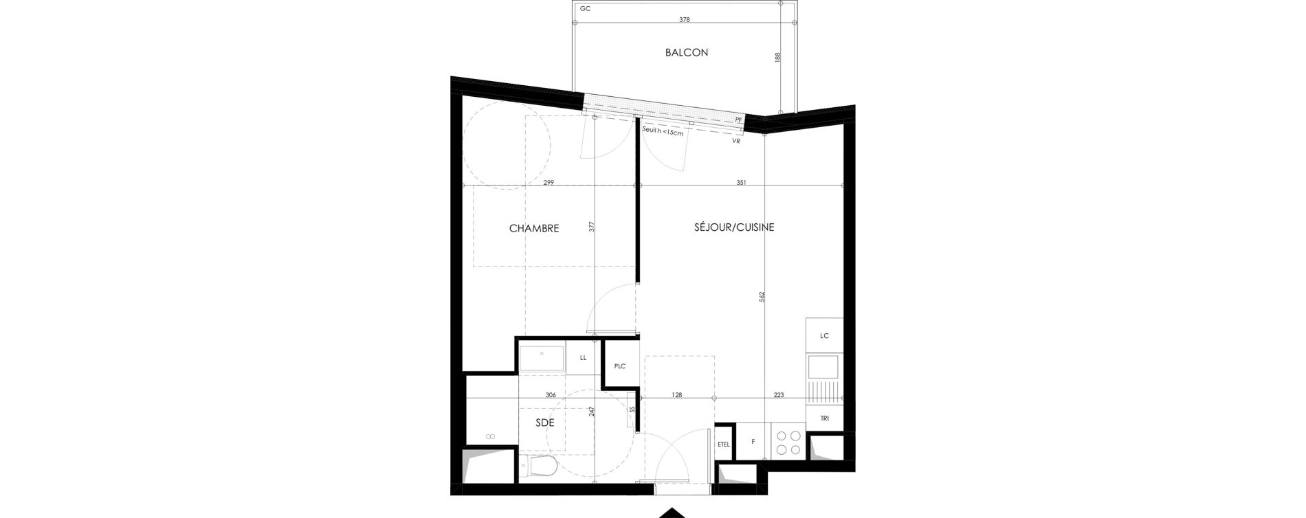 Appartement T2 de 38,48 m2 &agrave; Champs-Sur-Marne Les hauts de nesles