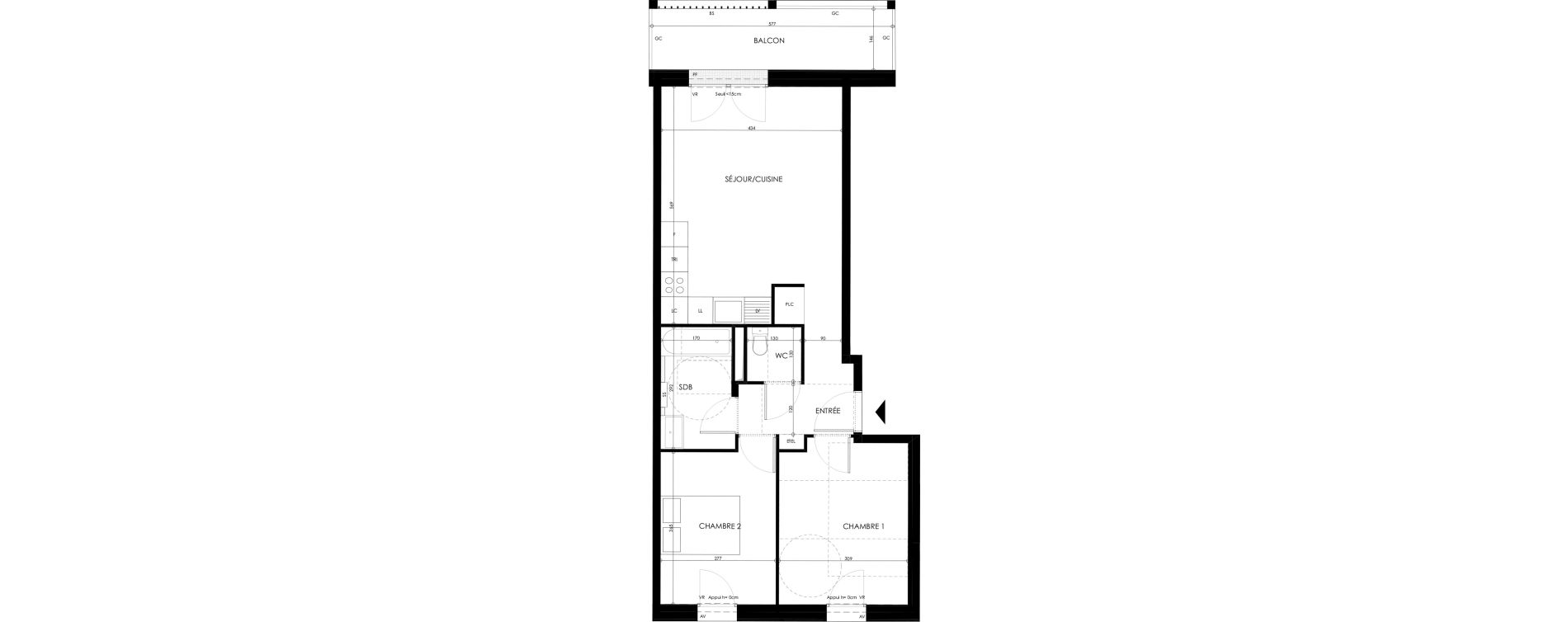 Appartement T3 de 58,45 m2 &agrave; Champs-Sur-Marne Les hauts de nesles