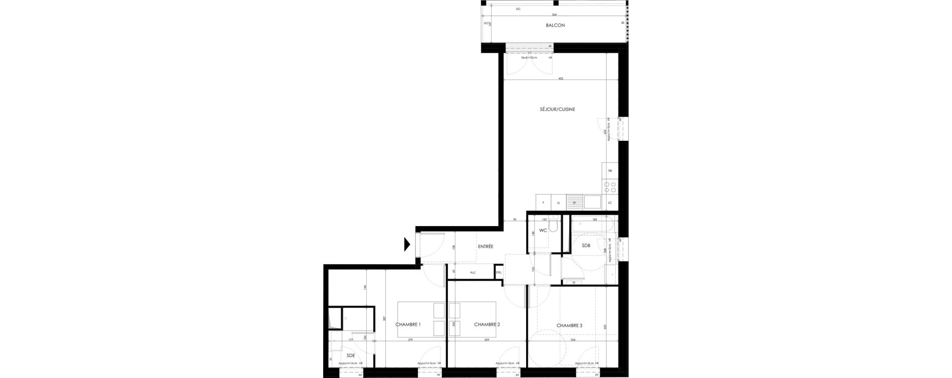 Appartement T4 de 84,06 m2 &agrave; Champs-Sur-Marne Les hauts de nesles