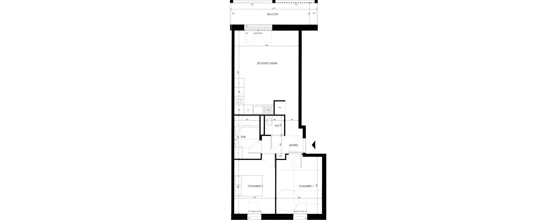 Appartement T3 de 58,44 m2 &agrave; Champs-Sur-Marne Les hauts de nesles