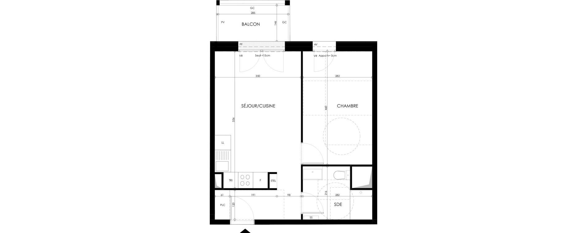 Appartement T2 de 41,44 m2 &agrave; Champs-Sur-Marne Les hauts de nesles