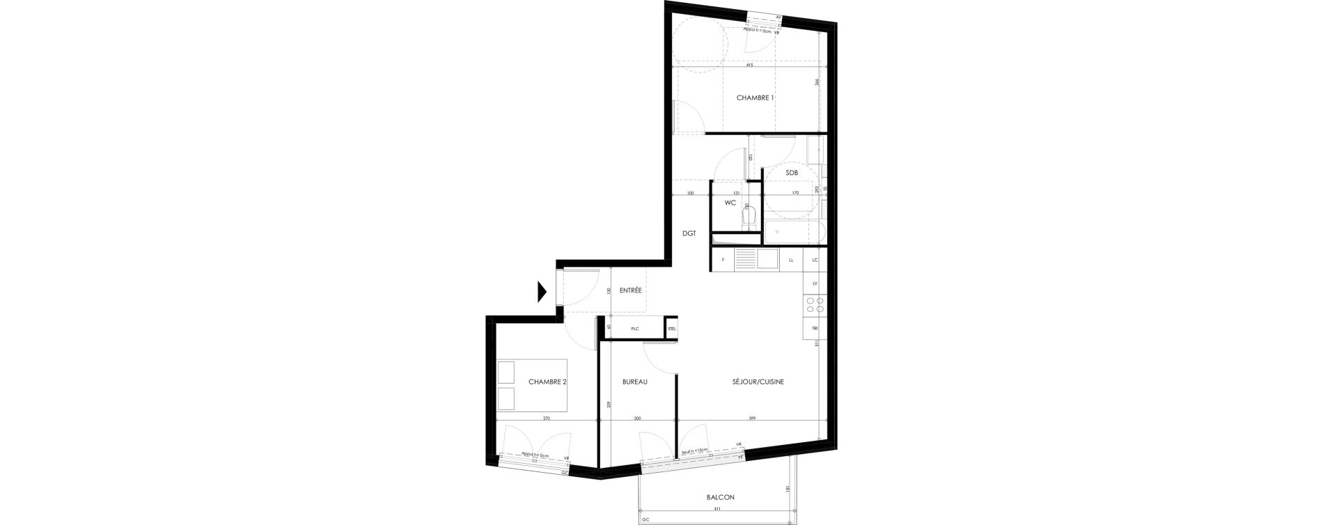 Appartement T3 de 66,47 m2 &agrave; Champs-Sur-Marne Les hauts de nesles