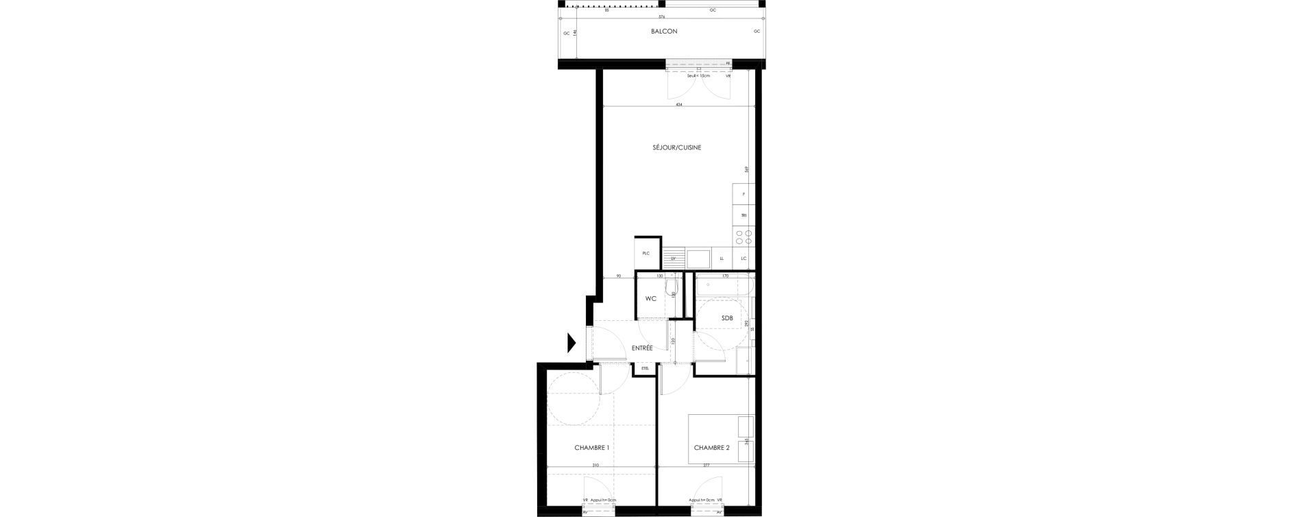 Appartement T3 de 58,46 m2 &agrave; Champs-Sur-Marne Les hauts de nesles