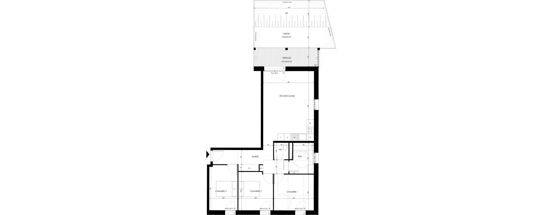 Appartement T4 de 78,41 m2 &agrave; Champs-Sur-Marne Les hauts de nesles