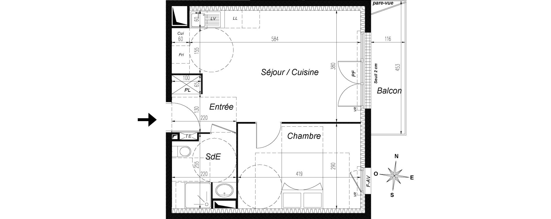 Appartement T2 de 42,00 m2 &agrave; Champs-Sur-Marne Centre