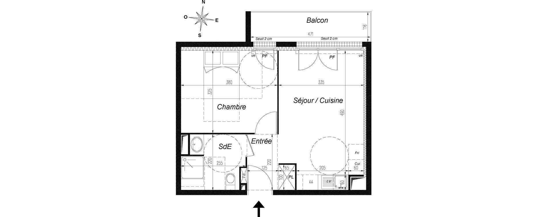 Appartement T2 de 38,24 m2 &agrave; Champs-Sur-Marne Centre