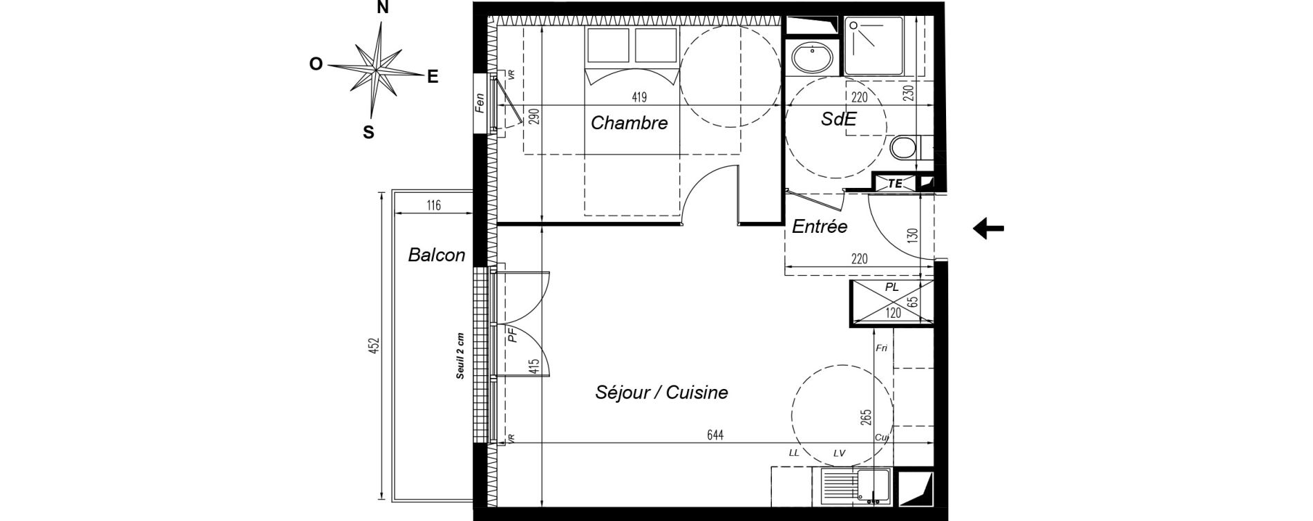 Appartement T2 de 44,57 m2 &agrave; Champs-Sur-Marne Centre