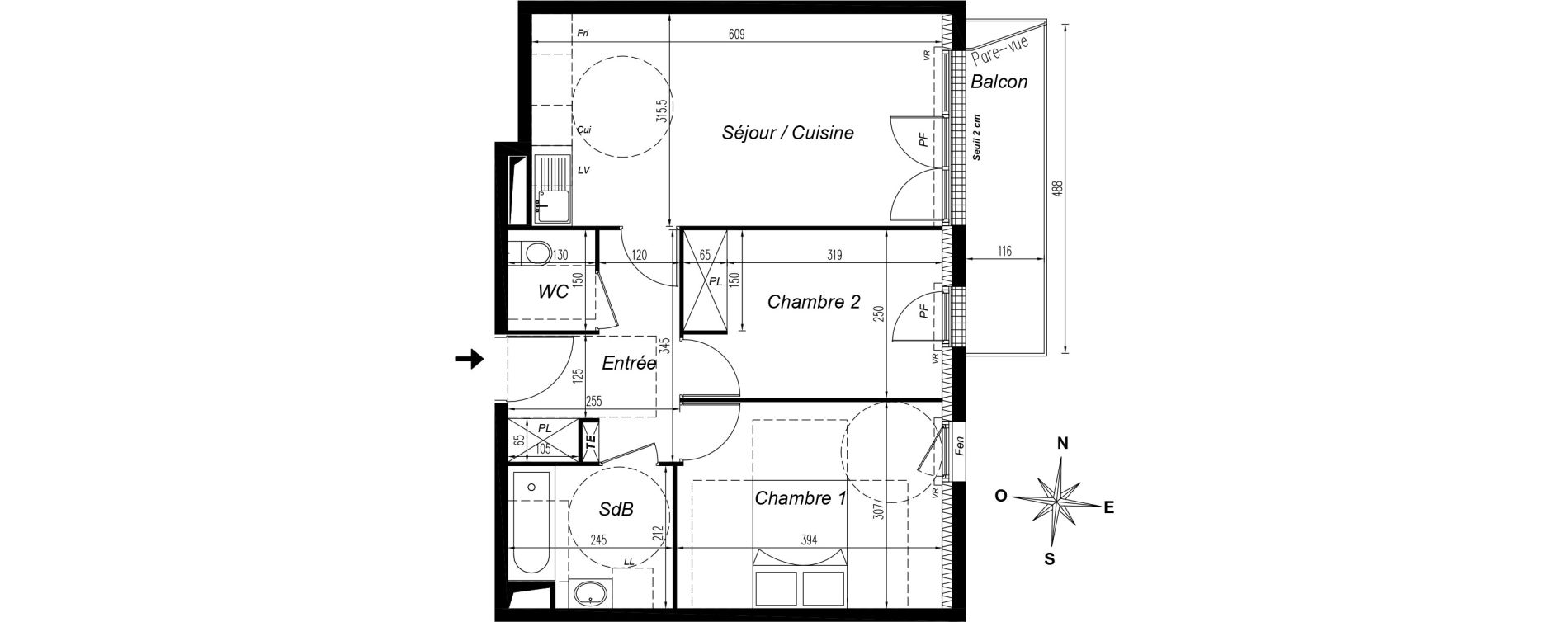 Appartement T3 de 54,15 m2 &agrave; Champs-Sur-Marne Centre