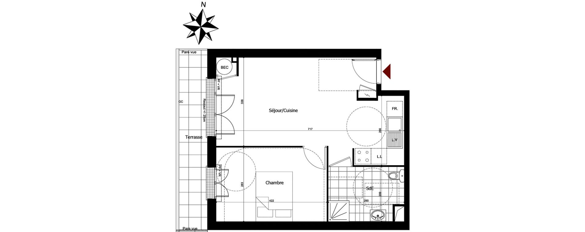 Appartement T2 de 42,12 m2 &agrave; Champs-Sur-Marne Centre