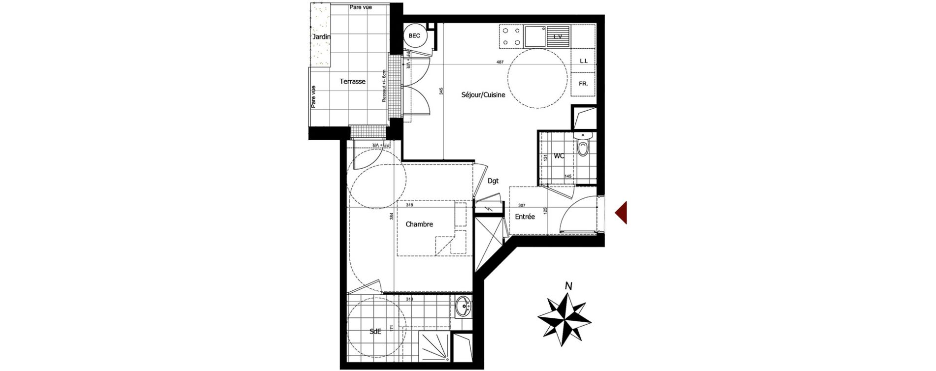 Appartement T2 de 38,29 m2 &agrave; Champs-Sur-Marne Centre