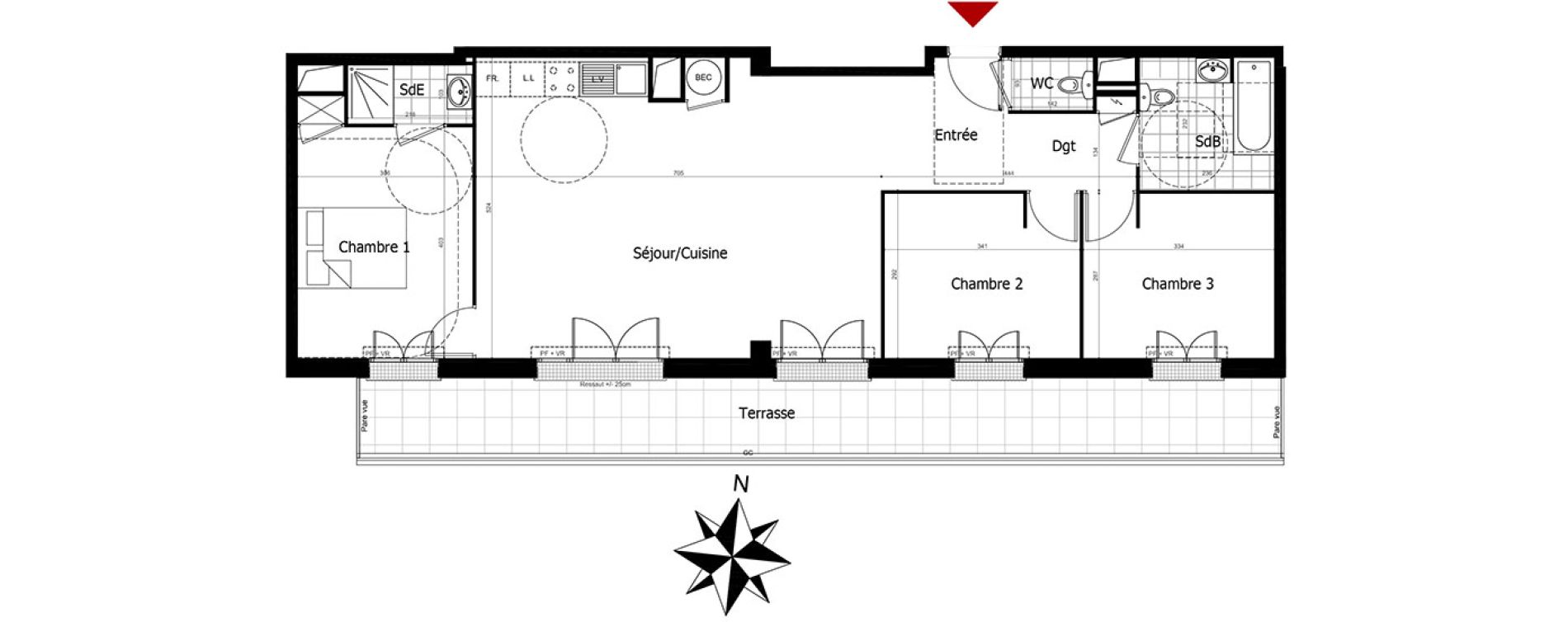 Appartement T4 de 84,51 m2 &agrave; Champs-Sur-Marne Centre