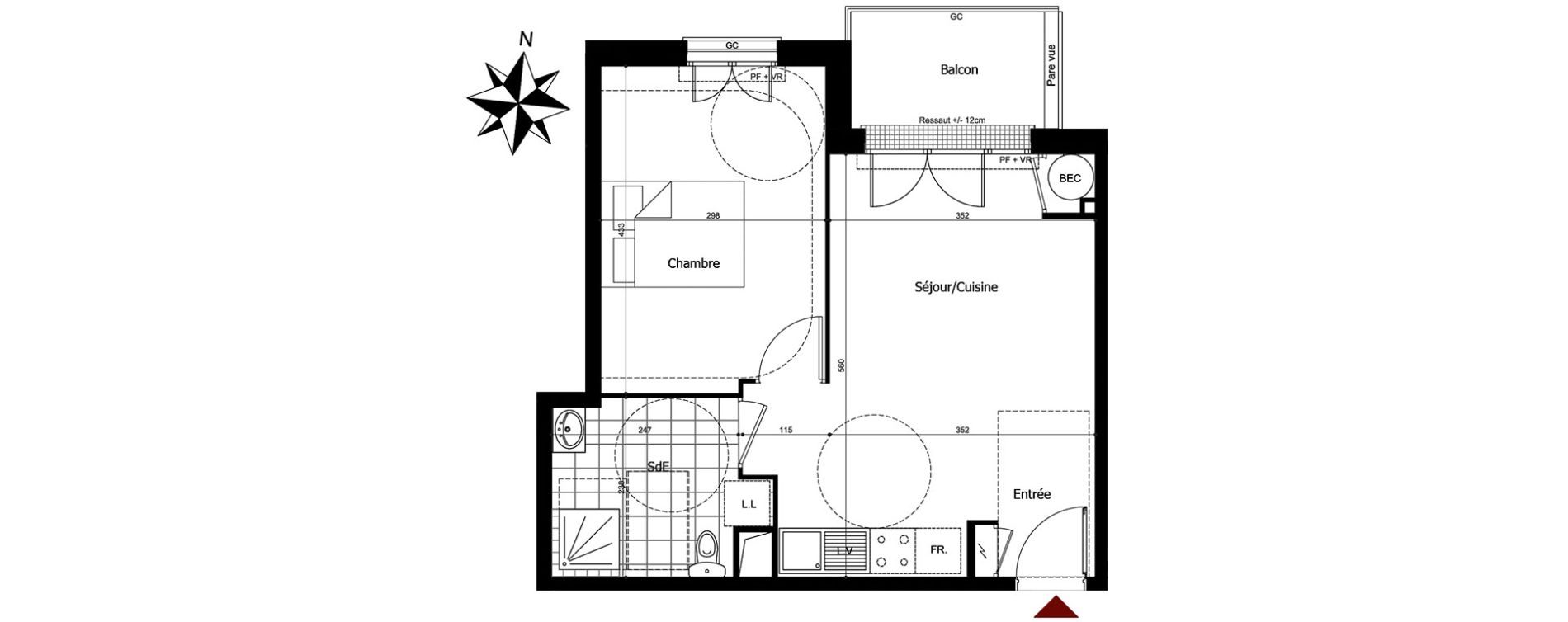 Appartement T2 de 40,37 m2 &agrave; Champs-Sur-Marne Centre