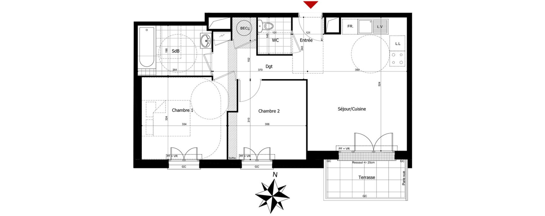 Appartement T3 de 54,04 m2 &agrave; Champs-Sur-Marne Centre