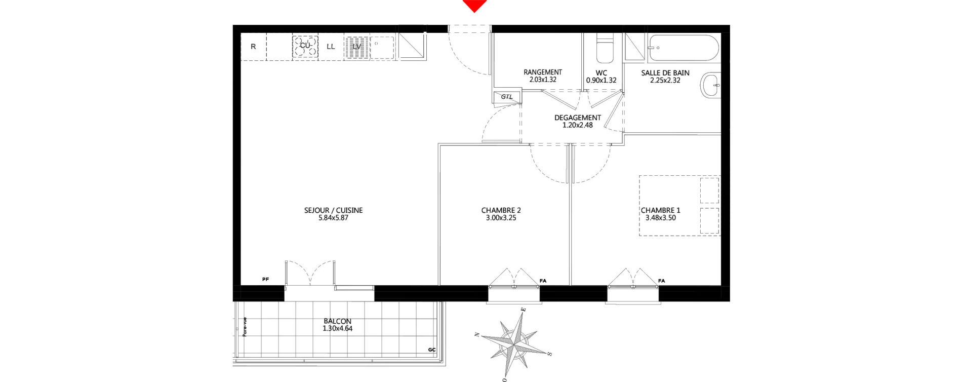 Appartement T3 de 63,36 m2 &agrave; Champs-Sur-Marne Nesles