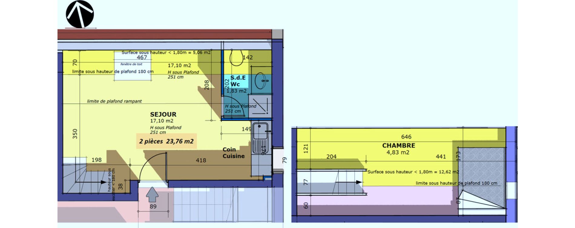 Duplex T2 de 23,76 m2 &agrave; Chelles Centre