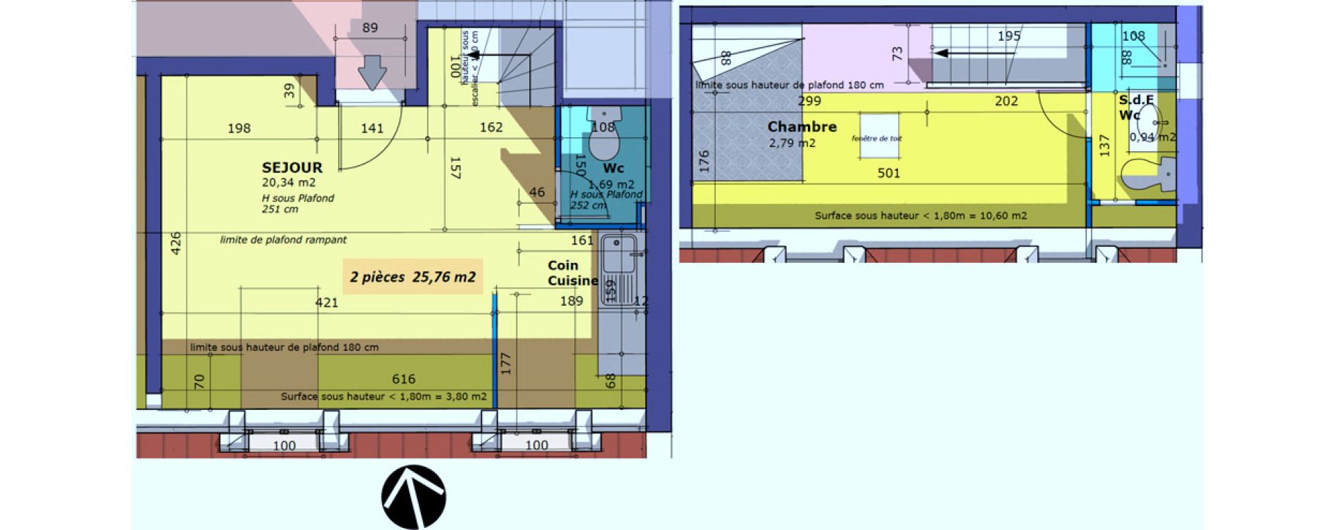 Duplex T2 de 25,76 m2 &agrave; Chelles Centre