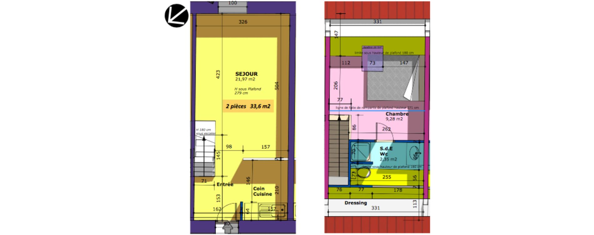 Duplex T2 de 33,60 m2 &agrave; Chelles Centre