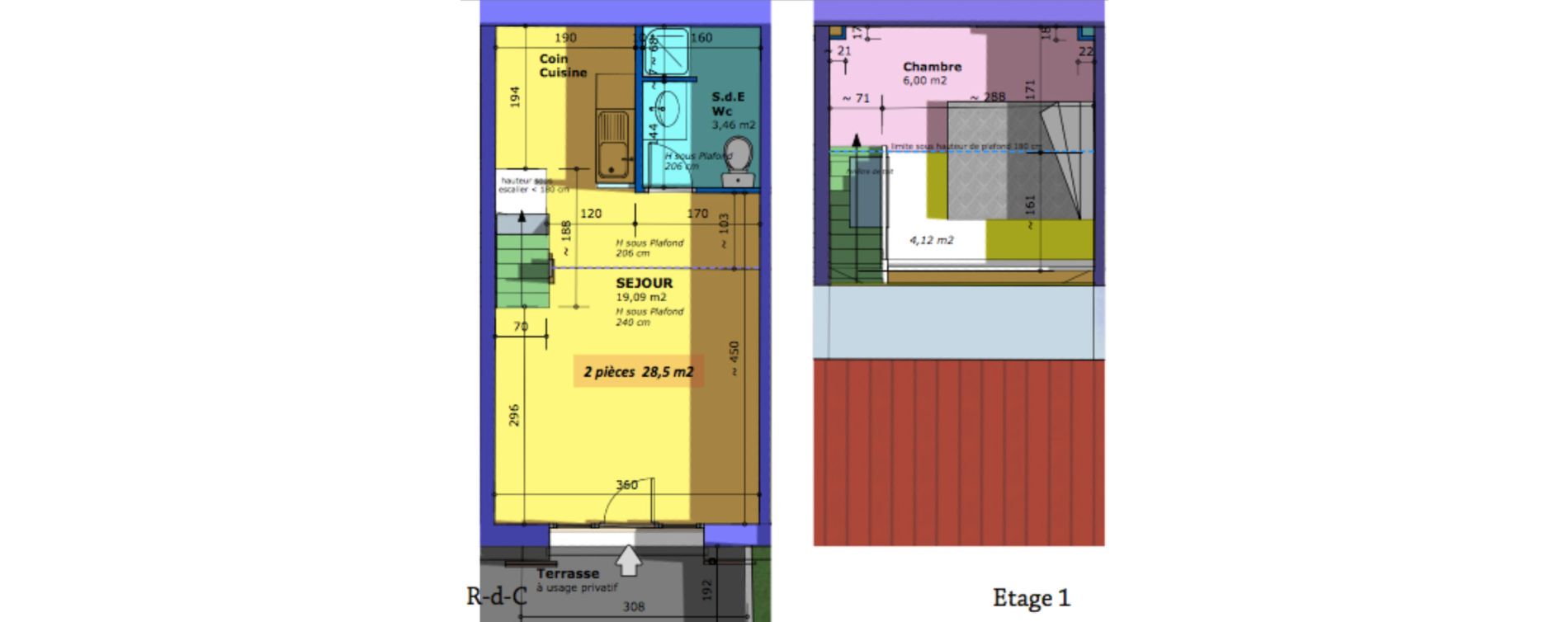 Duplex T2 de 28,55 m2 &agrave; Chelles Centre