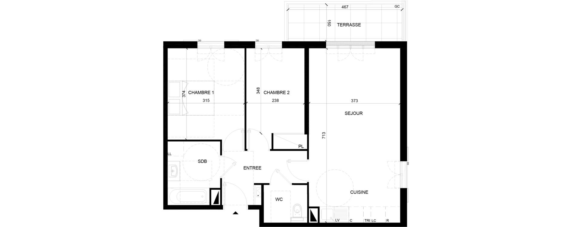 Appartement T3 de 62,04 m2 &agrave; Chelles Foch - de gaulle