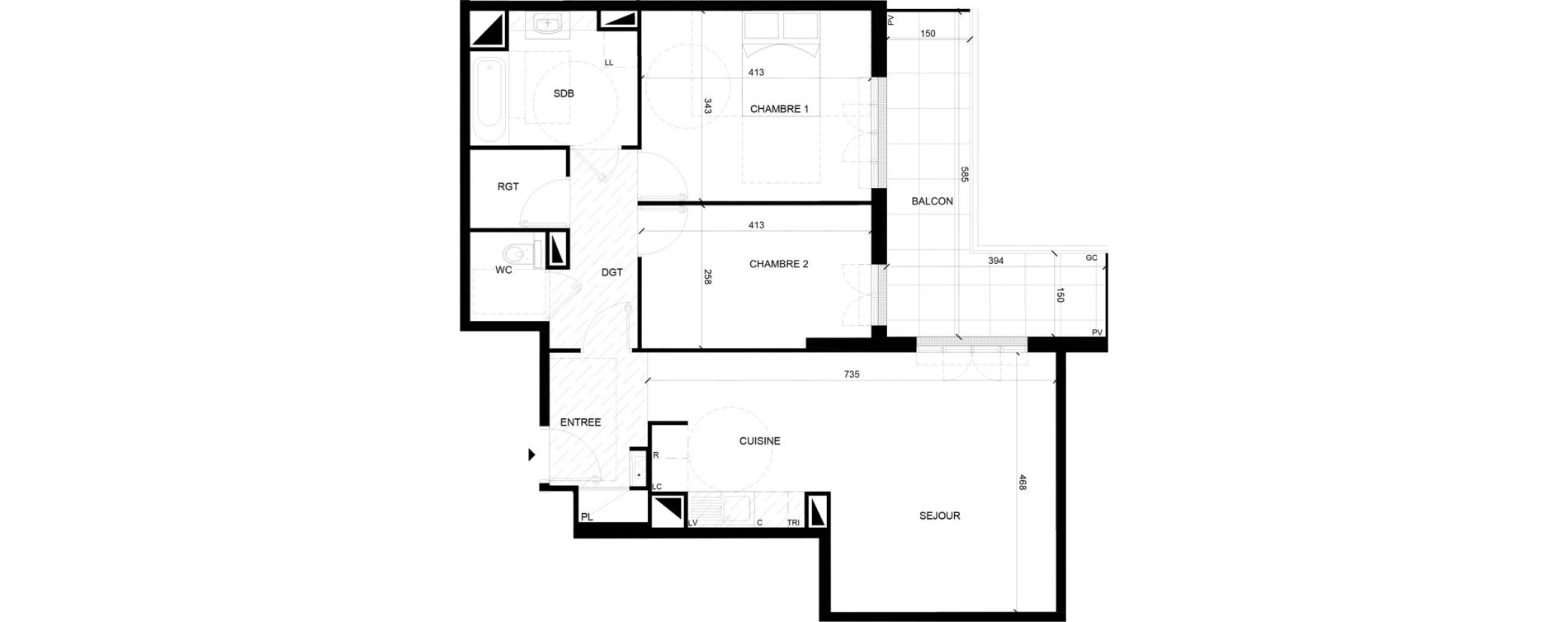 Appartement T3 de 73,83 m2 &agrave; Chelles Foch - de gaulle