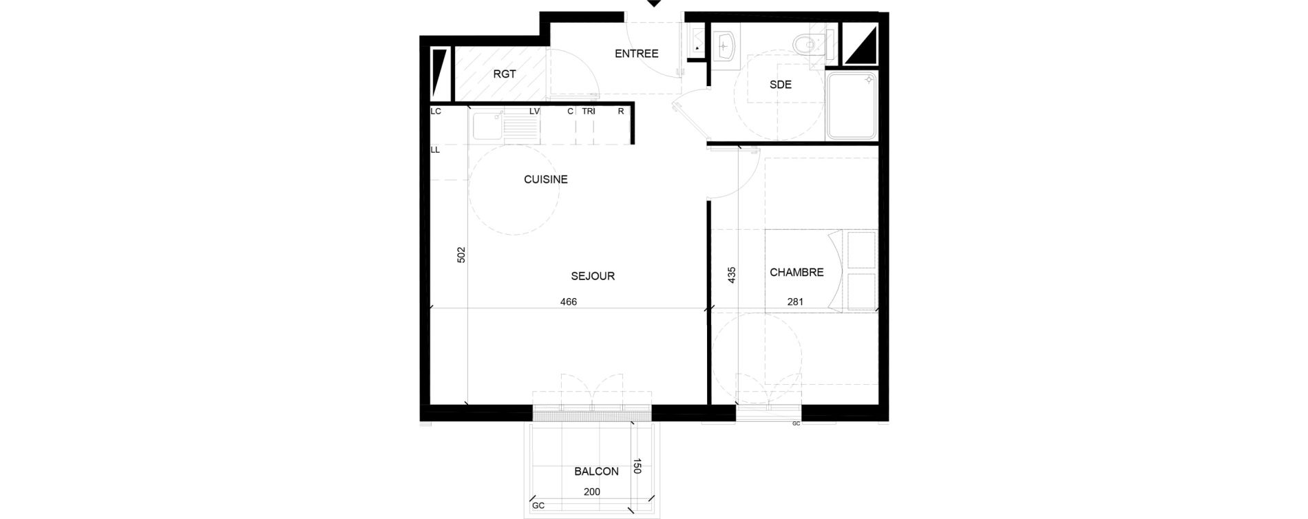 Appartement T2 de 45,26 m2 &agrave; Chelles Foch - de gaulle