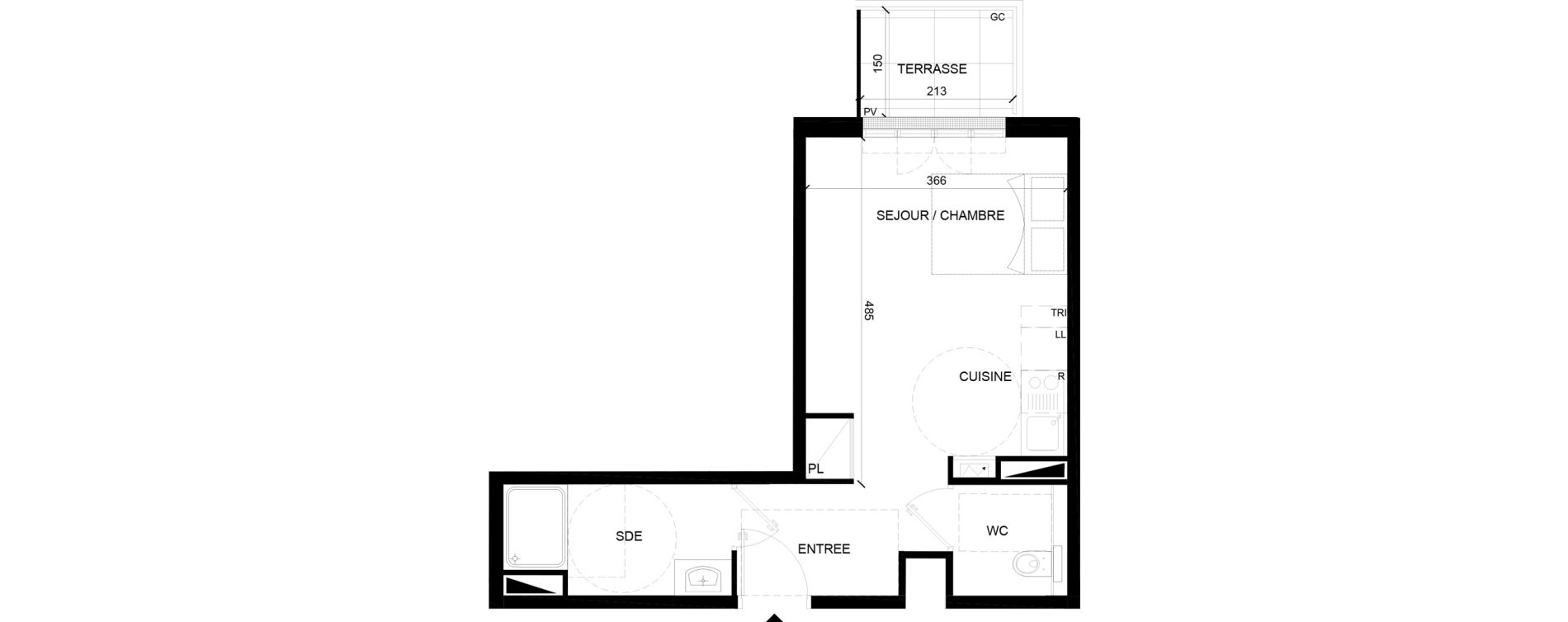 Appartement T1 de 28,01 m2 &agrave; Chelles Foch - de gaulle