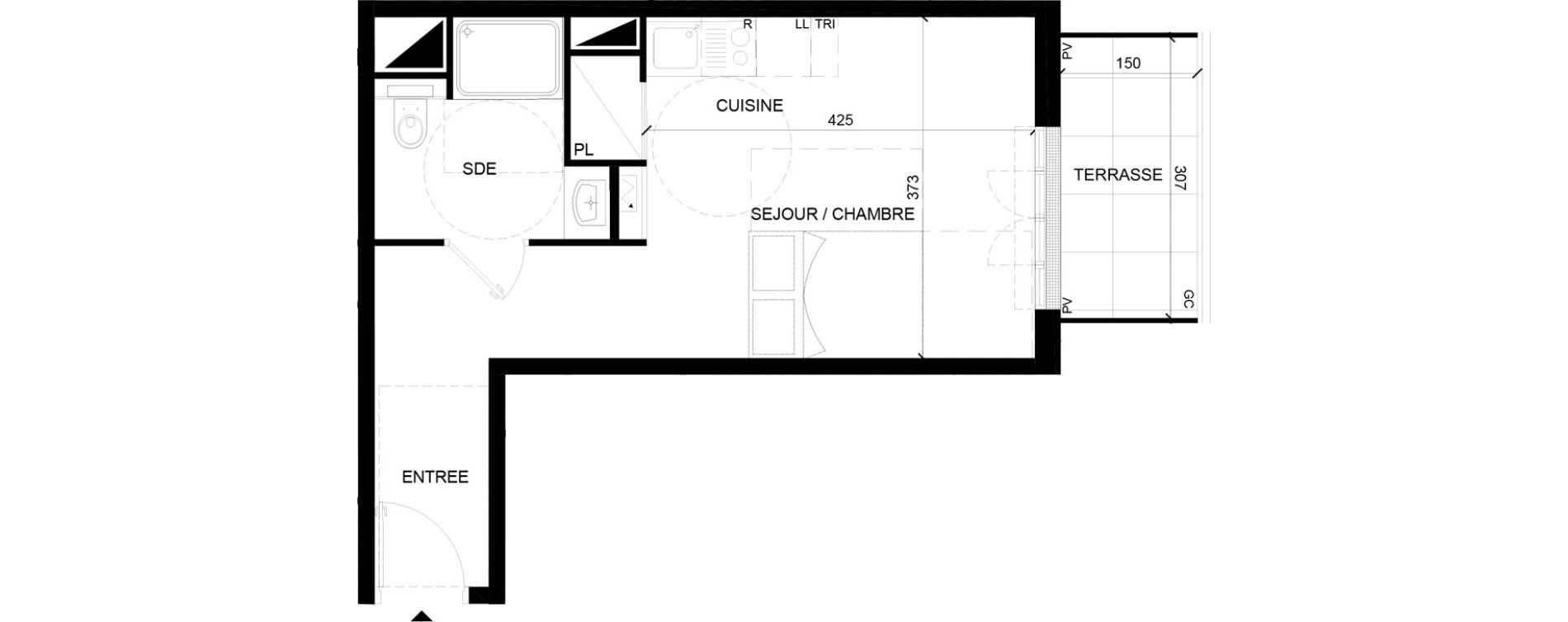 Appartement T1 de 28,24 m2 &agrave; Chelles Foch - de gaulle