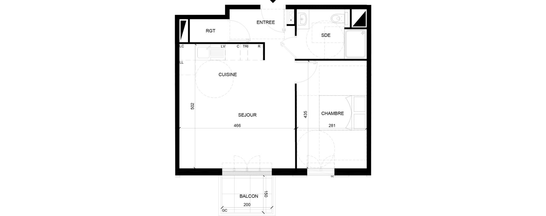 Appartement T2 de 45,26 m2 &agrave; Chelles Foch - de gaulle