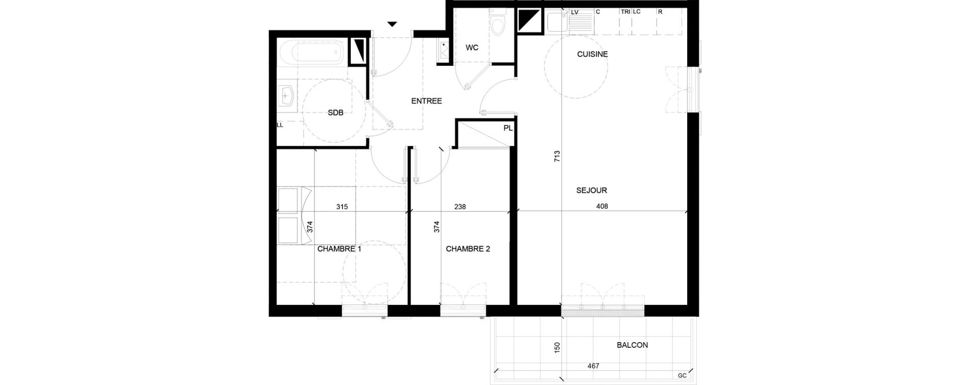 Appartement T3 de 64,38 m2 &agrave; Chelles Foch - de gaulle