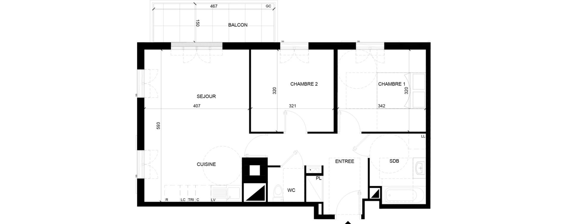 Appartement T3 de 61,77 m2 &agrave; Chelles Foch - de gaulle