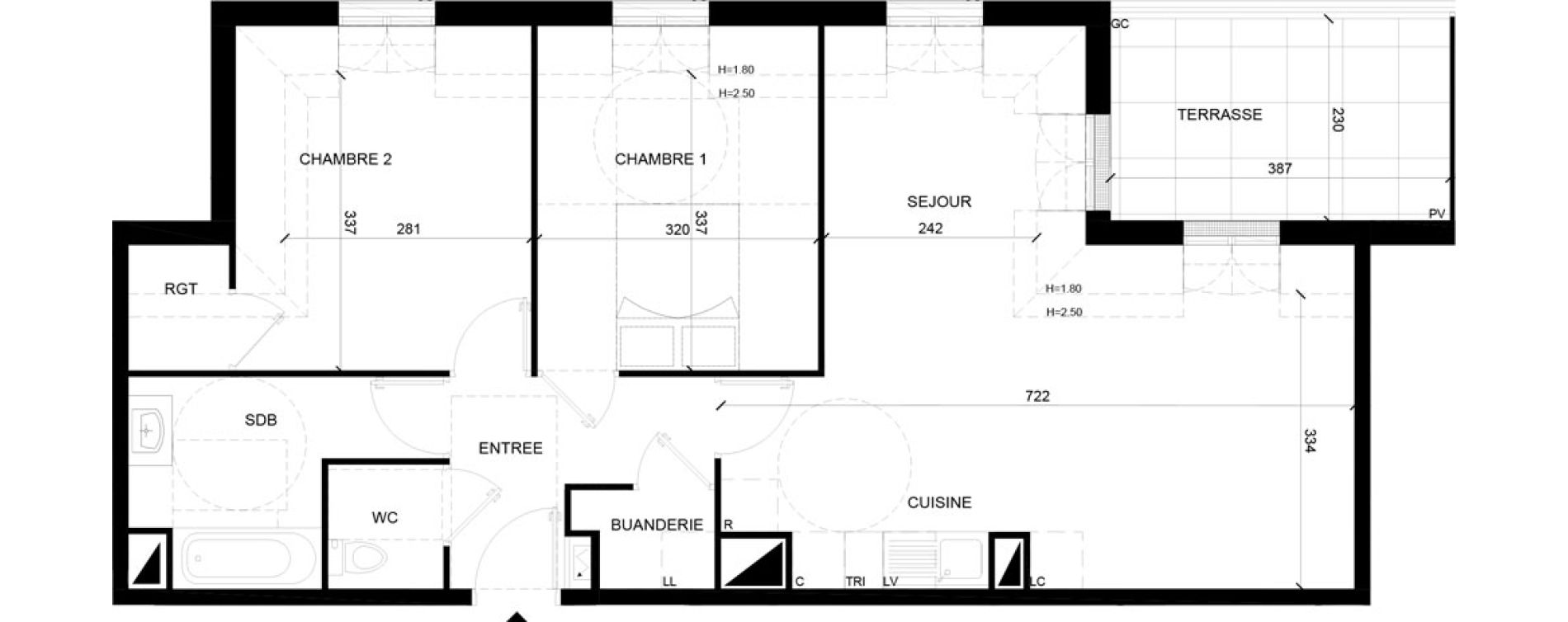 Appartement T3 de 67,61 m2 &agrave; Chelles Foch - de gaulle