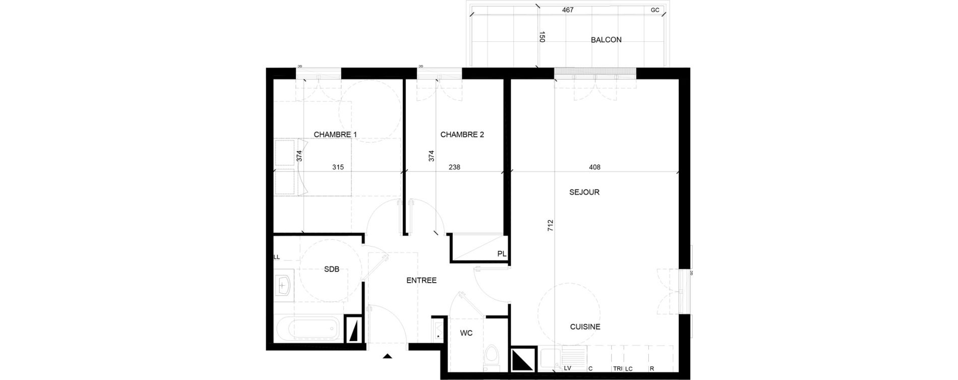 Appartement T3 de 64,56 m2 &agrave; Chelles Foch - de gaulle