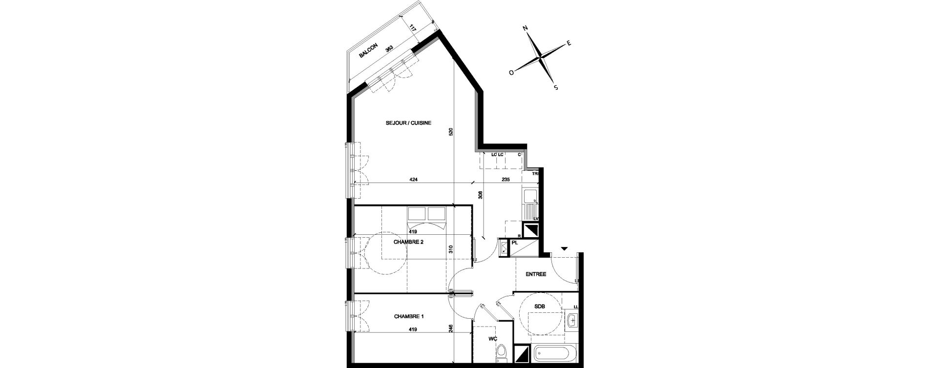 Appartement T3 de 65,64 m2 &agrave; Chelles Foch - de gaulle