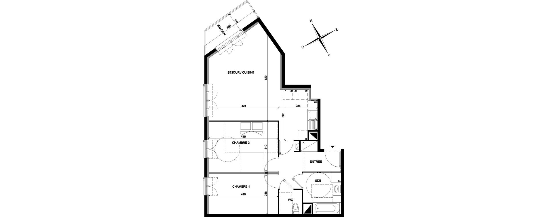 Appartement T3 de 65,64 m2 &agrave; Chelles Foch - de gaulle