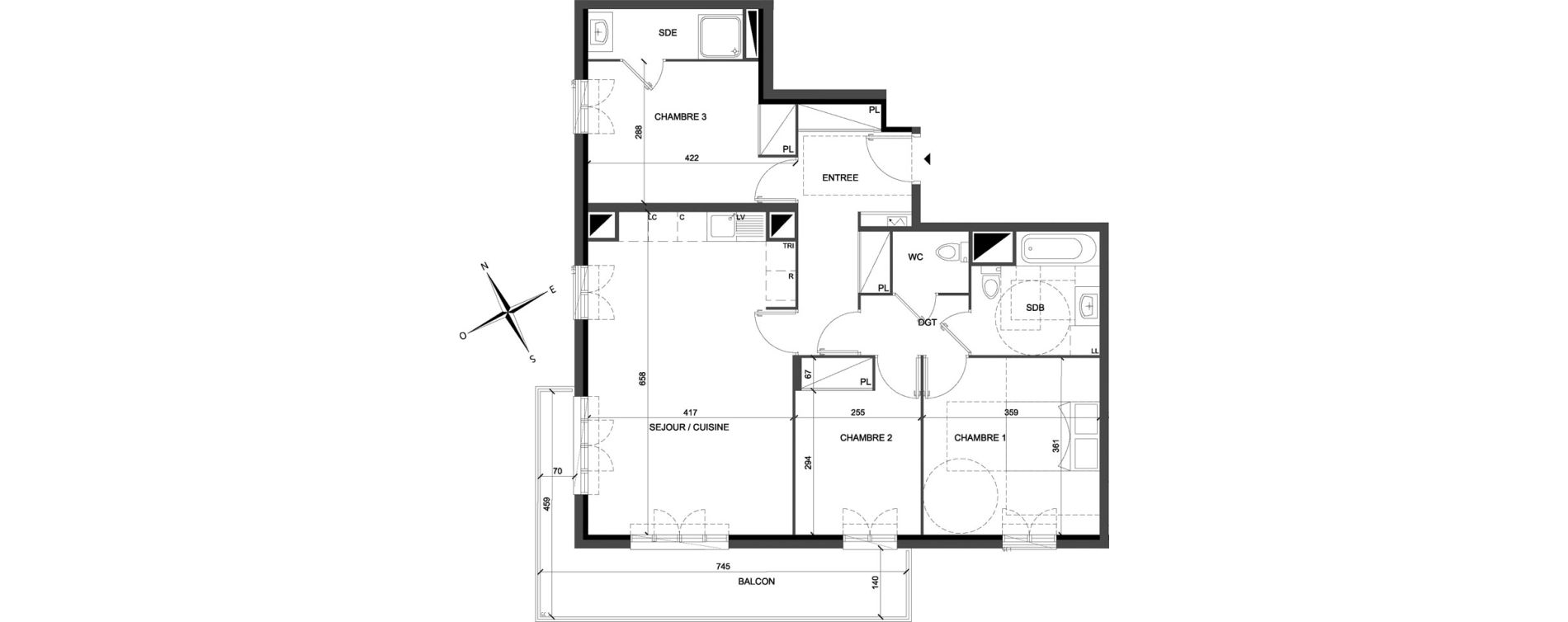 Appartement T4 de 83,17 m2 &agrave; Chelles Foch - de gaulle