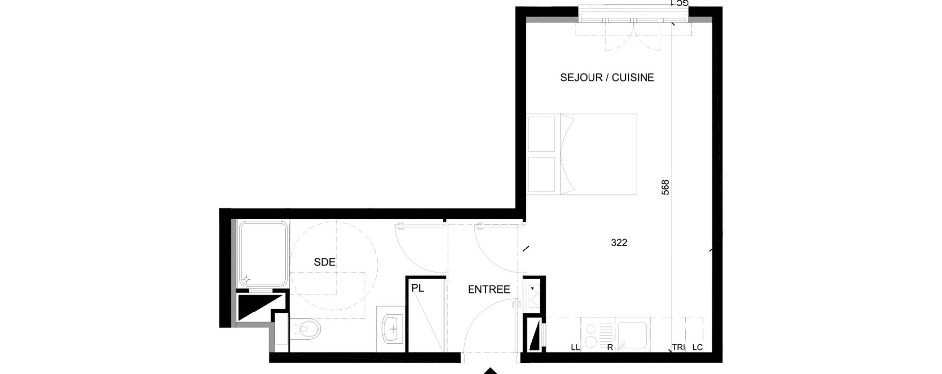 Appartement T1 de 27,97 m2 &agrave; Chelles Foch - de gaulle