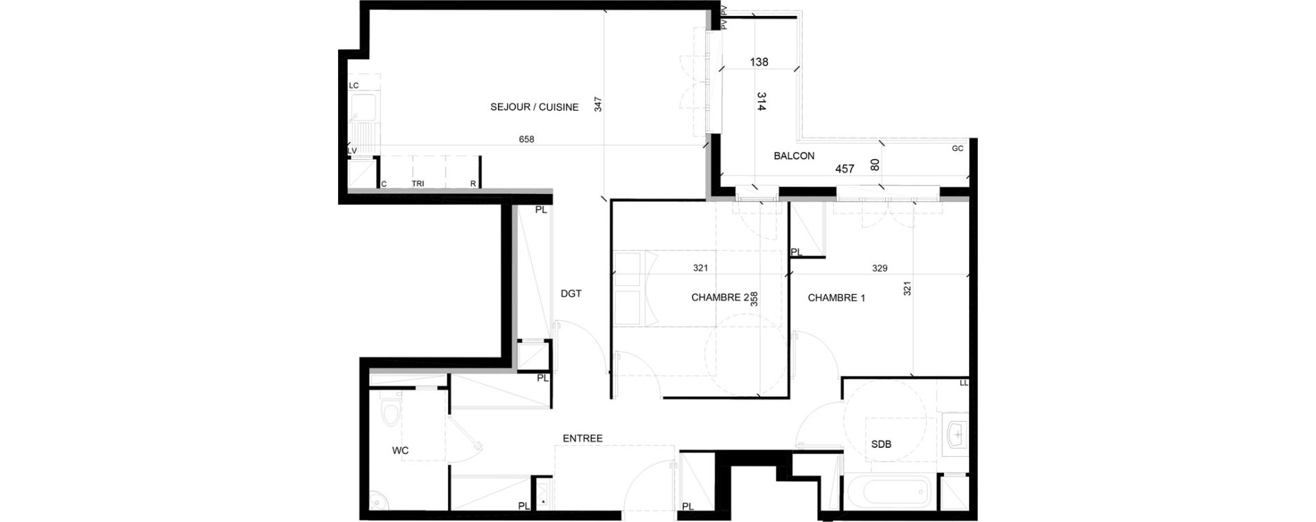 Appartement T3 de 70,15 m2 &agrave; Chelles Foch - de gaulle