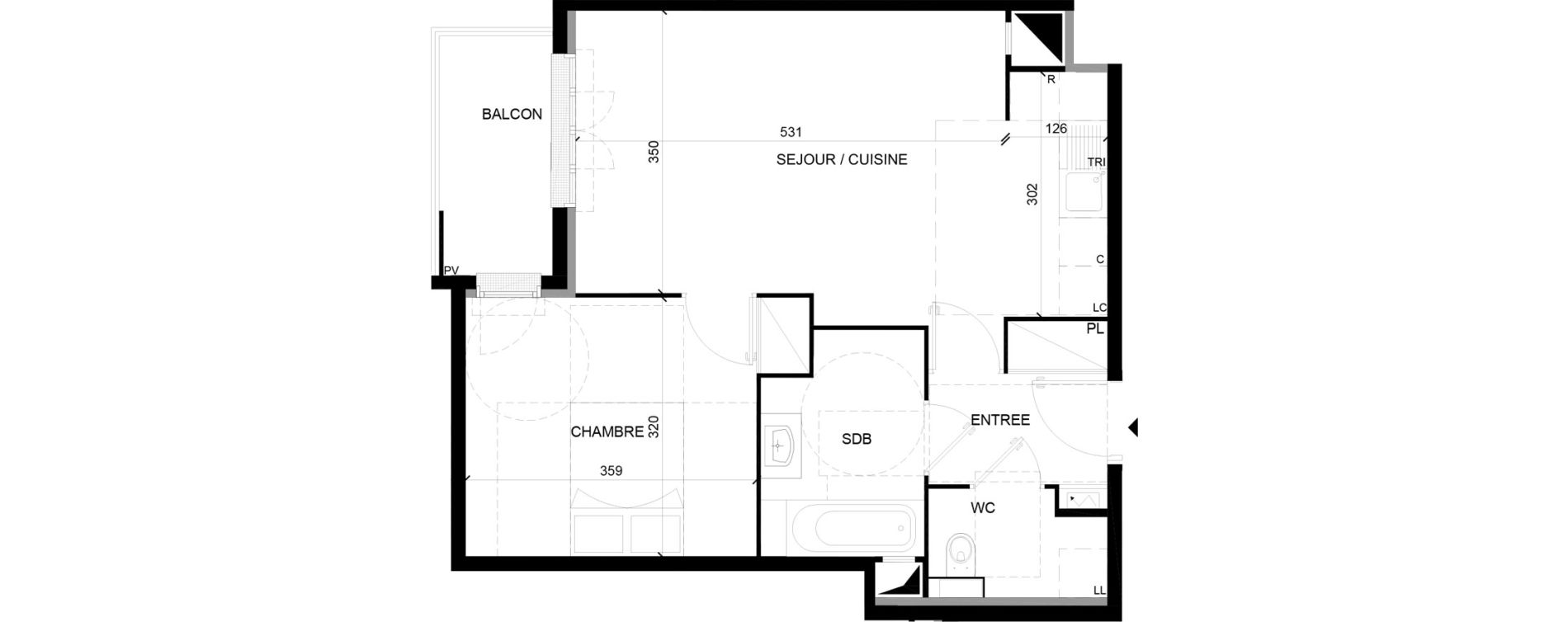 Appartement T2 de 47,57 m2 &agrave; Chelles Foch - de gaulle