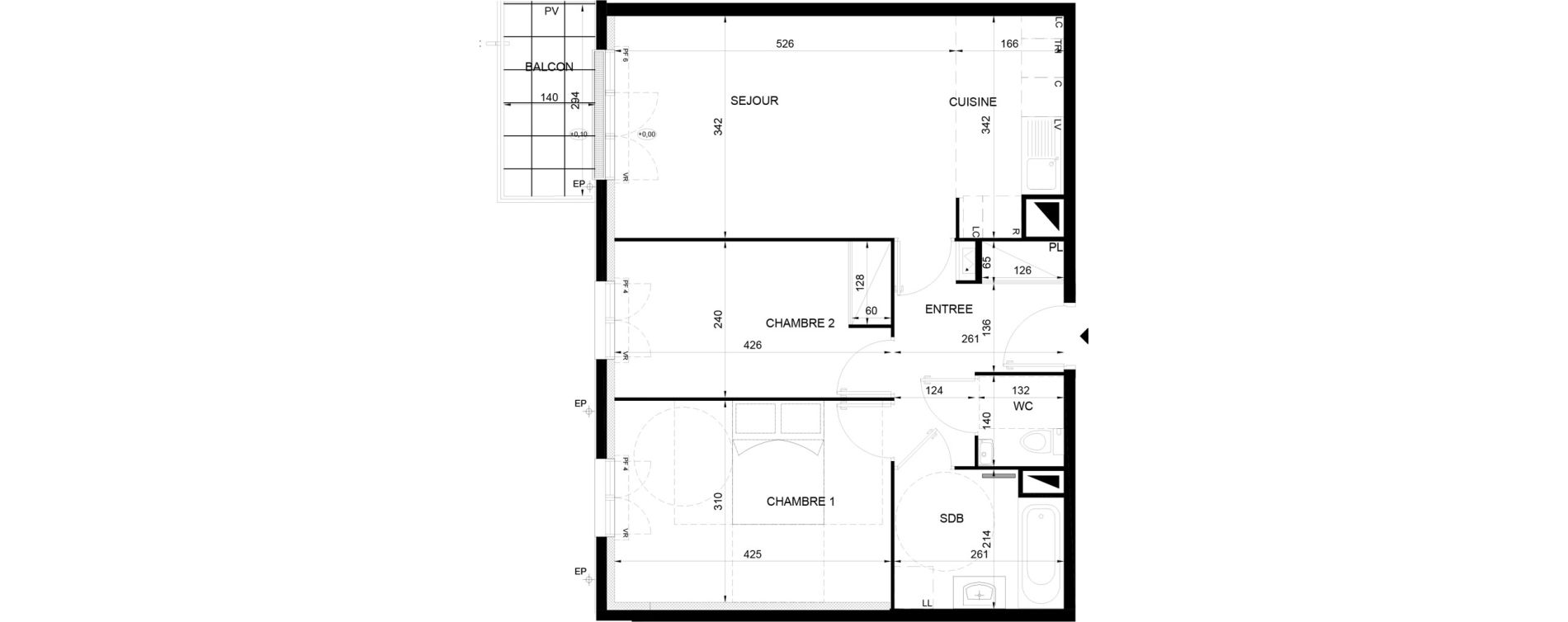 Appartement T3 de 60,49 m2 &agrave; Chelles Sud sncf