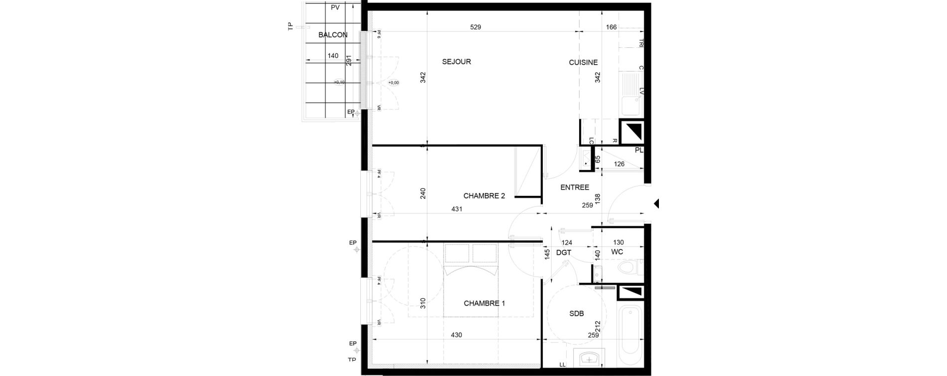 Appartement T3 de 60,76 m2 &agrave; Chelles Sud sncf