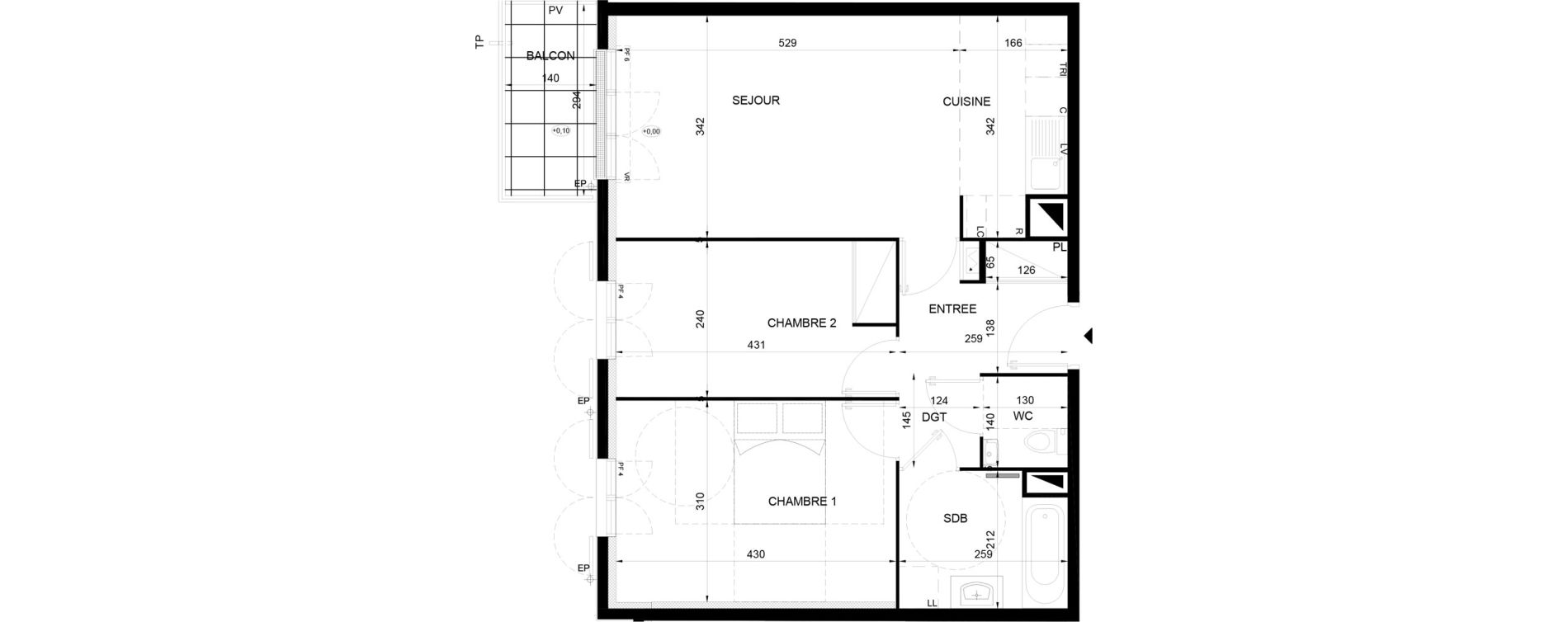 Appartement T3 de 60,76 m2 &agrave; Chelles Sud sncf